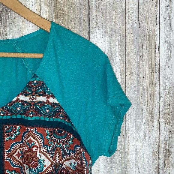 Lucky Brand Teal Printed Blouse - Picture 3 of 6